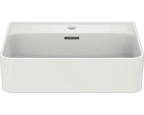 Vasque rectangulaire en céramique avec trop-plein et trou de robinet
