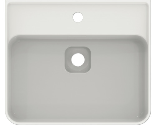 Vue de dessus d''un lavabo en céramique avec trou de robinet