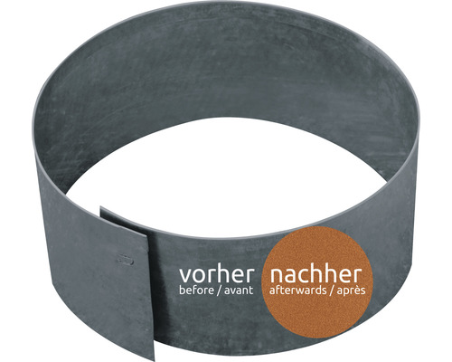 Bordure de parterre métallique avec le texte avant et après