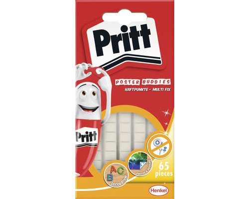 Pritt Poster Buddies pastilles adhésives, 65 pièces, pour fixer posters et décorations