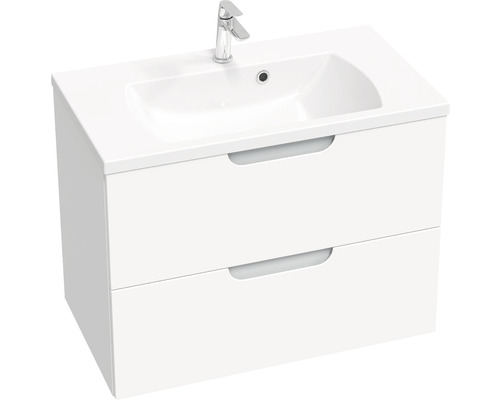Waschtischunterschrank RAVAK SD Classic II BxHxT 80x58,5x45 cm weiss/grau Waschtischunterschrank mit zwei Schubladen und Aufsatzwaschbecken mit Armatur