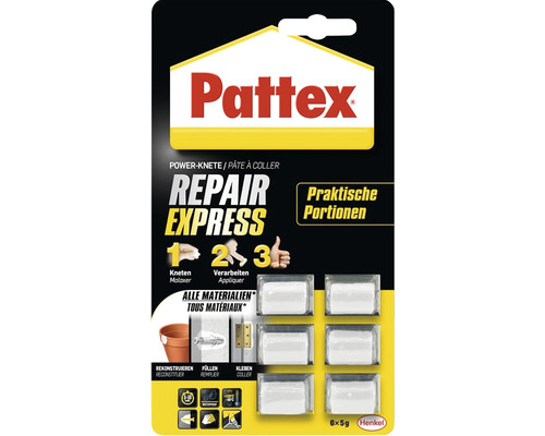 Pattex Repair Express Powerknete in praktischen Portionen zum Kleben, Füllen und Rekonstruieren
