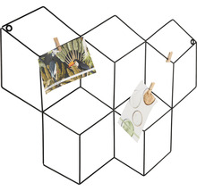 Tableau mémo mural décoratif en fil métallique noir avec cartes postales