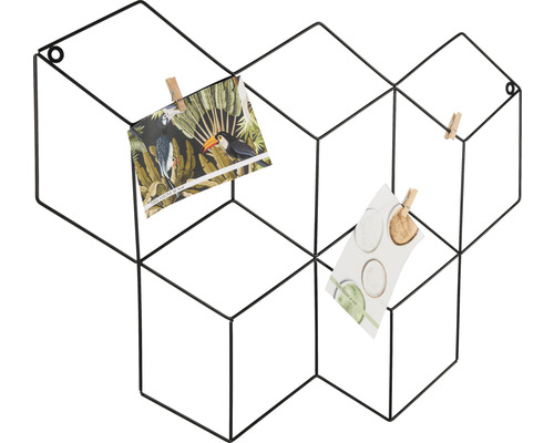 Tableau mémo mural décoratif en fil métallique noir avec cartes postales