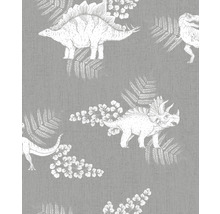Papier peint avec motifs de dinosaures et de fougères