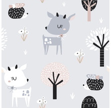 Motif avec animaux de la forêt et arbres