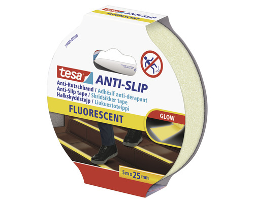 Tesa Antirutschband fluoreszierend, 5 Meter mal 25 Millimeter