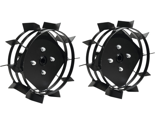 Jeu de roues en acier AL-KO pour charrue pour motobineuse thermique MH 1150 Deux couteaux de fraise de jardin noirs pour motoculteurs