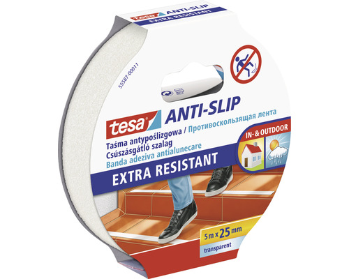 Ruban antidérapant tesa® transparent 5 m x 25 mm Ruban antidérapant Tesa, 5 mètres sur 25 millimètres, transparent