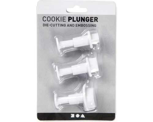 Ausstecher mit Stempelgriff, weiss, Herz, 3 versch. Grössen Keks Ausstecher Set zum Stanzen und Prägen