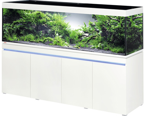 Kit complet d'aquarium EHEIM Incpiria 630 avec couvercle, éclairage et meuble bas blanc alpin