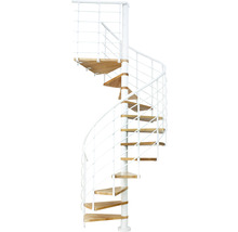 Pertura Spindeltreppe Koralia Buche Leimholz Ø 140 cm Weiss 12 Stufen 13 Steigungen