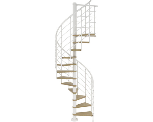 Escalier en colimaçon en métal avec marches en bois