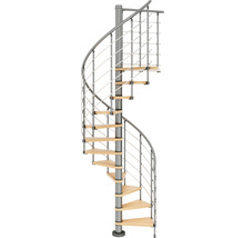 Wendeltreppe mit Metallgeländer und Holzstufen