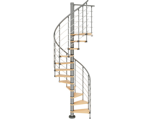Escalier en colimaçon en acier et en bois