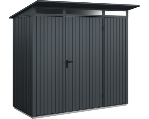 Abri de jardin Hörmann EcoStar Trend-P type 1 RAL7016 porte à un vantail 247.9 x 153 cm anthracite