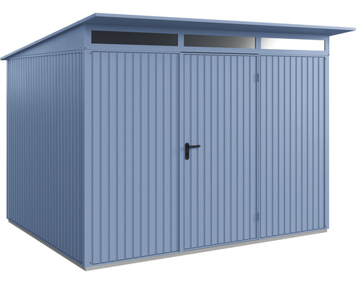 Abri de jardin Hörmann EcoStar Trend-P type 3 RAL5014 porte à un vantail 312.7 x 283.4 cm bleu