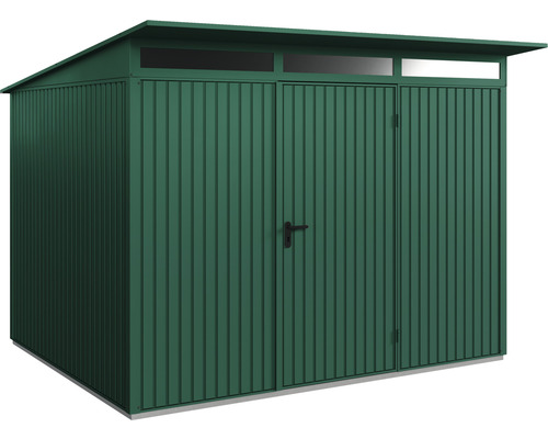 Abri de jardin Hörmann EcoStar Trend-P type 3 RAL6005 porte à un vantail 302,8 x 238 cm vert