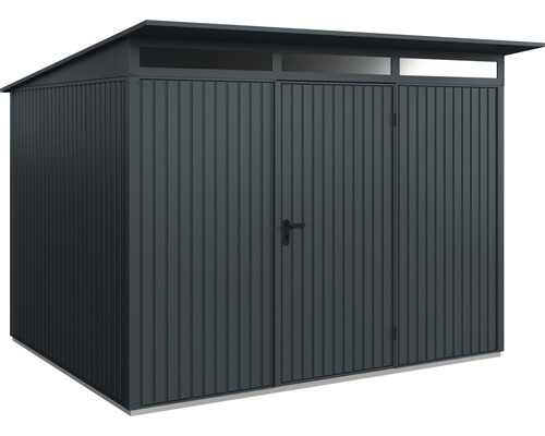 Abri de jardin Hörmann EcoStar Trend-P type 3 RAL7016 porte à un vantail 312.7 x 283.4 cm anthracite