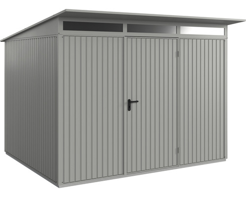 Abri de jardin Hörmann EcoStar Trend-P type 3 RAL9007 porte à un vantail 312.7 x 283.4 cm gris