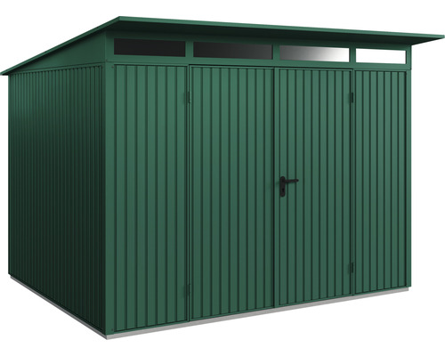 Abri de jardin Hörmann EcoStar Trend-P type 3 RAL6005 porte à deux vantaux 302,8 x 238 cm vert