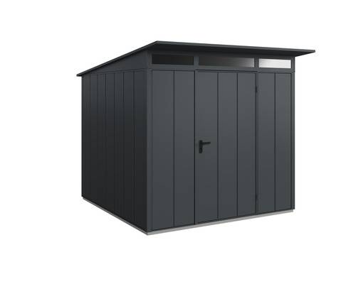 Abri de jardin Hörmann EcoStar Elegant-P type 2 RAL7016 porte à un vantail 238 x 238 cm anthracite