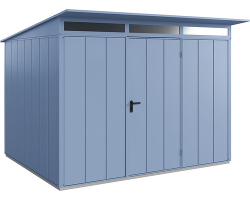 Abri de jardin métallique avec double porte et lanterneau