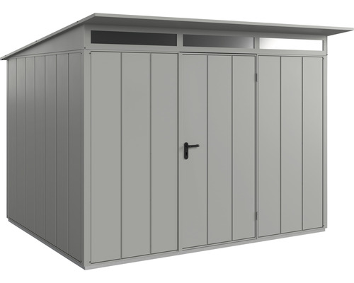 Abri de jardin en métal avec toit monopente et double porte
