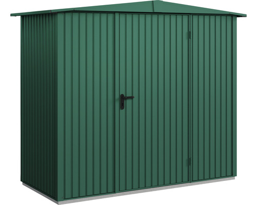 Abri de jardin en métal avec double porte et toit à deux pentes