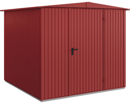 Abri de jardin Hörmann EcoStar Trend-S type 2 RAL3004 porte à un vantail 258.8 x 247.7 cm rouge