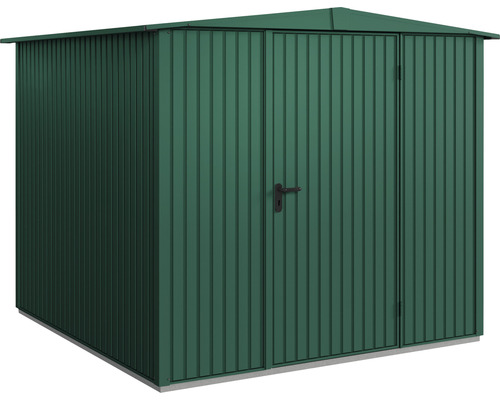 Abri de jardin Hörmann EcoStar Trend-S type 2 RAL6005 porte à un vantail 258.8 x 247.7 cm vert