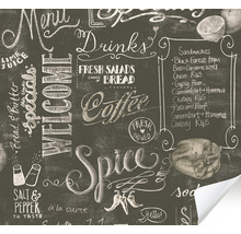 Papier peint avec des dessins à la craie de plats et de boissons