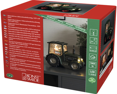 Lampe LED décorative en forme de tracteur, fonctionne sur piles avec fonction de minuterie, emballée dans un carton