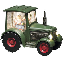 Tracteur décoratif vert avec figurine de Père Noël et neige