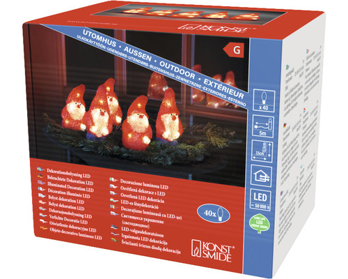 Emballage d''une guirlande lumineuse LED avec motifs de nains pour l''extérieur de Konstsmide