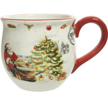 Tasse en céramique avec motif de Noël et anse rouge