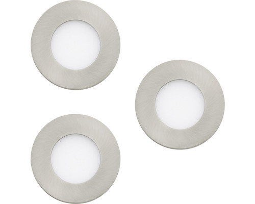 Drei runde LED Einbauspots mit Metallrahmen