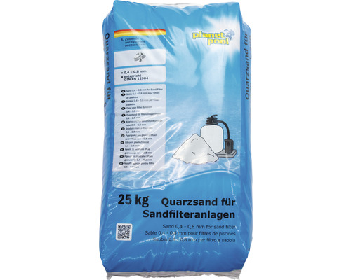 Sac de sable de quartz pour systèmes de filtration, granulométrie de 0,4 à 0,8 millimètre, 25 kilogrammes