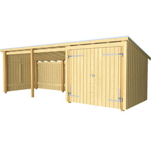 Holzgarage mit integriertem Carport