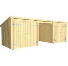 Doppelcarport aus Holz mit zwei abschliessbaren Geräteräumen
