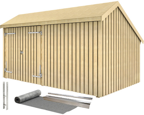 Holzgartenhaus mit Tür, Dachpappe und Montagezubehör