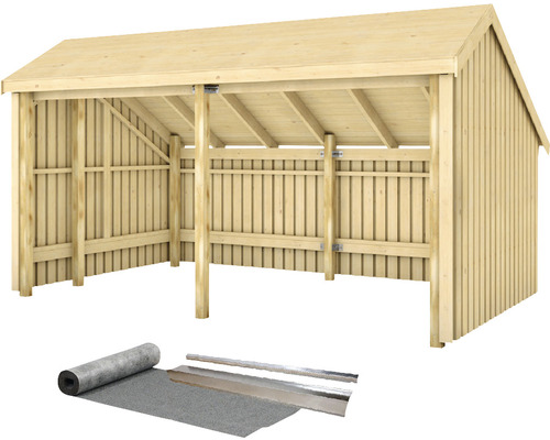 Holzunterstand mit Dachpappe und Zubehör