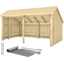 Holzunterstand mit Dachpappe und Befestigungsmaterial