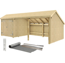 Holzschuppen mit Tür, Unterstand, Dachpappe und Zubehör