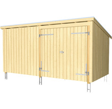 Holzgartenhaus mit Doppeltür auf Metallfundament