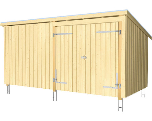 Holzgartenhaus mit Doppeltür auf Metallfundament