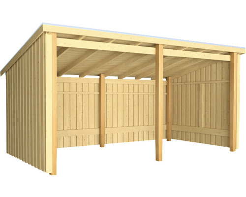Abstellraum PLUS Nordic Multi 9,5 m² 2 Module offen inkl. Dachpappe und Aluminiumleisten Holzunterstand mit drei Abteilen zur Lagerung