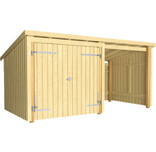 Holzschuppen mit Doppeltür und Unterstand
