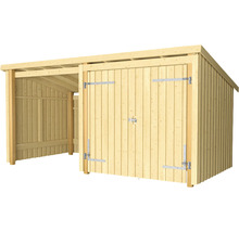 Holzgarage mit Geräteschuppen