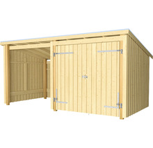 Holzschuppen mit Doppeltür und Anbau